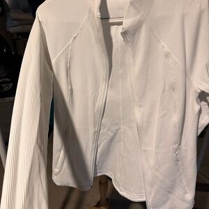 Athleta White Ribbed Jacket Sz M
